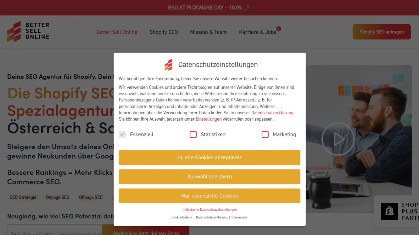 Screenshot of the Better Sell Online GmbH homepage