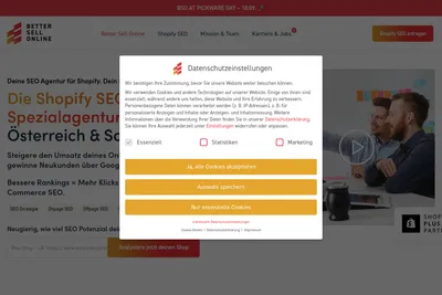 Screenshot of the Better Sell Online GmbH homepage