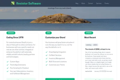 Screenshot of the Resistor Software homepage