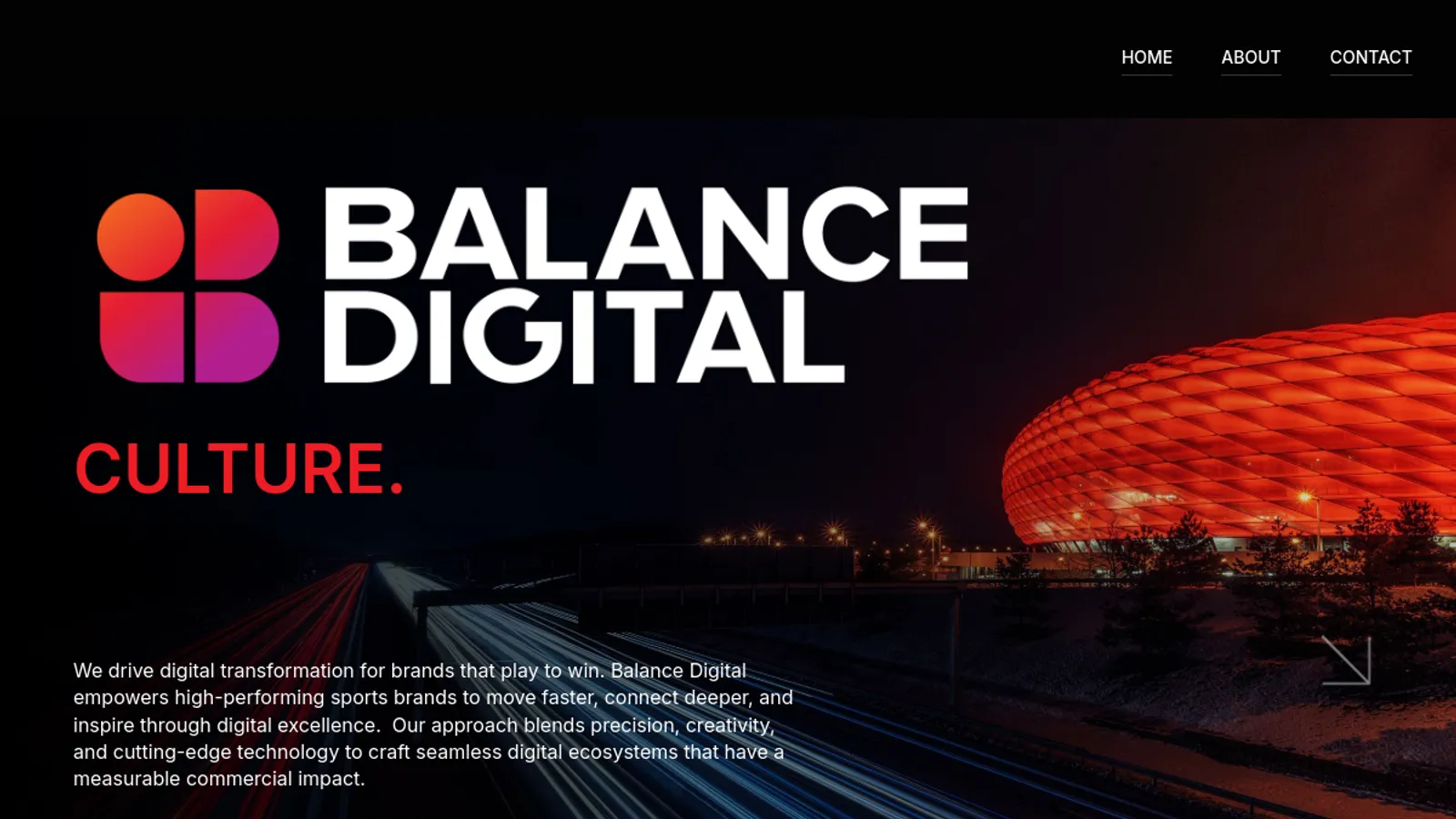 Screenshot of the Balance Digital homepage