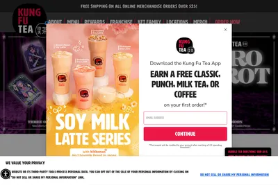 Kung Fu Tea website homepage