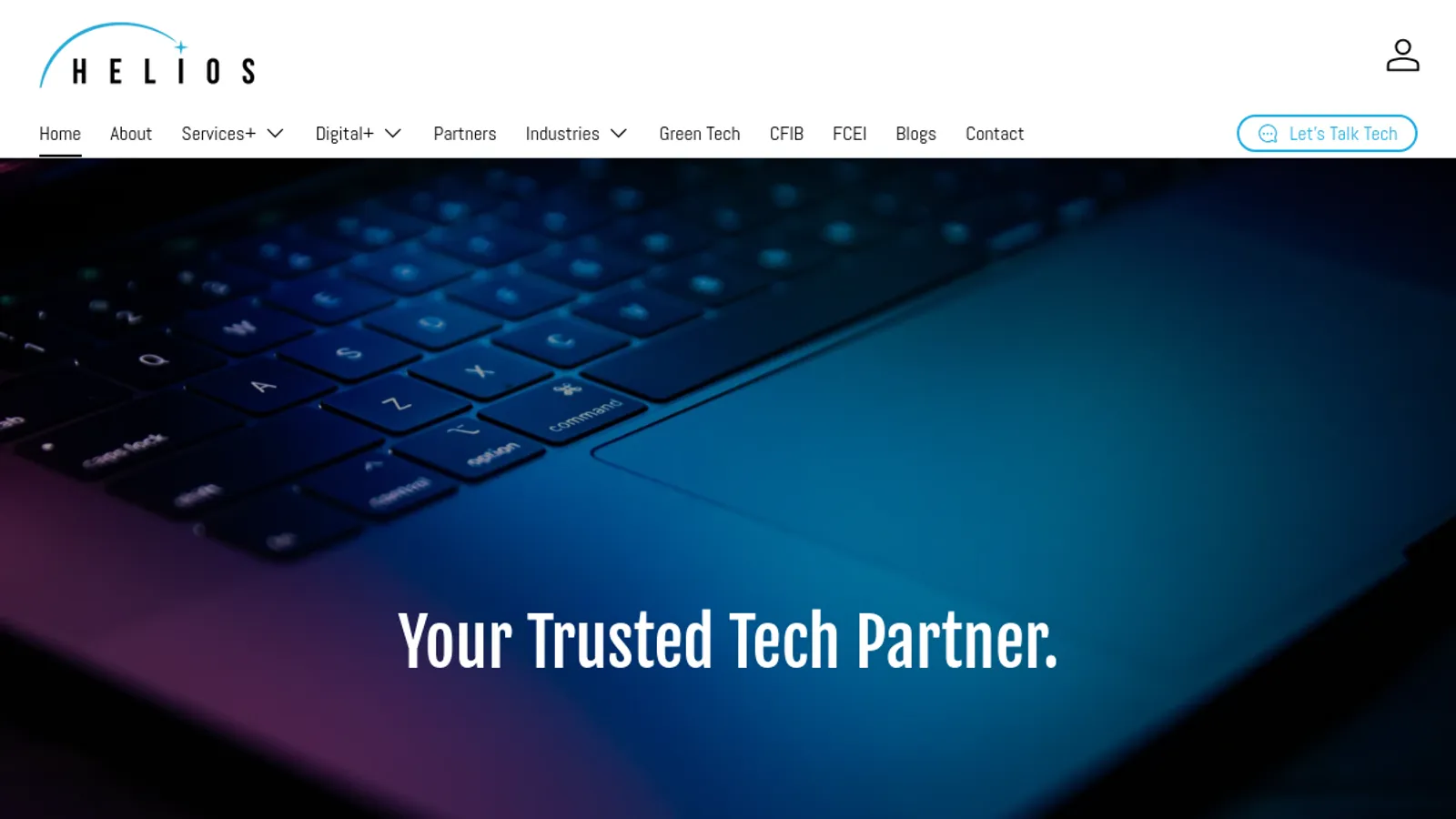 Screenshot of the Helios Technology Solutions Inc. homepage