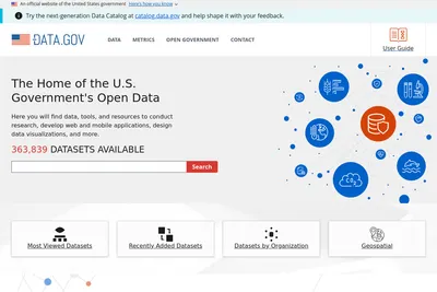 Screenshot of the Data.gov homepage