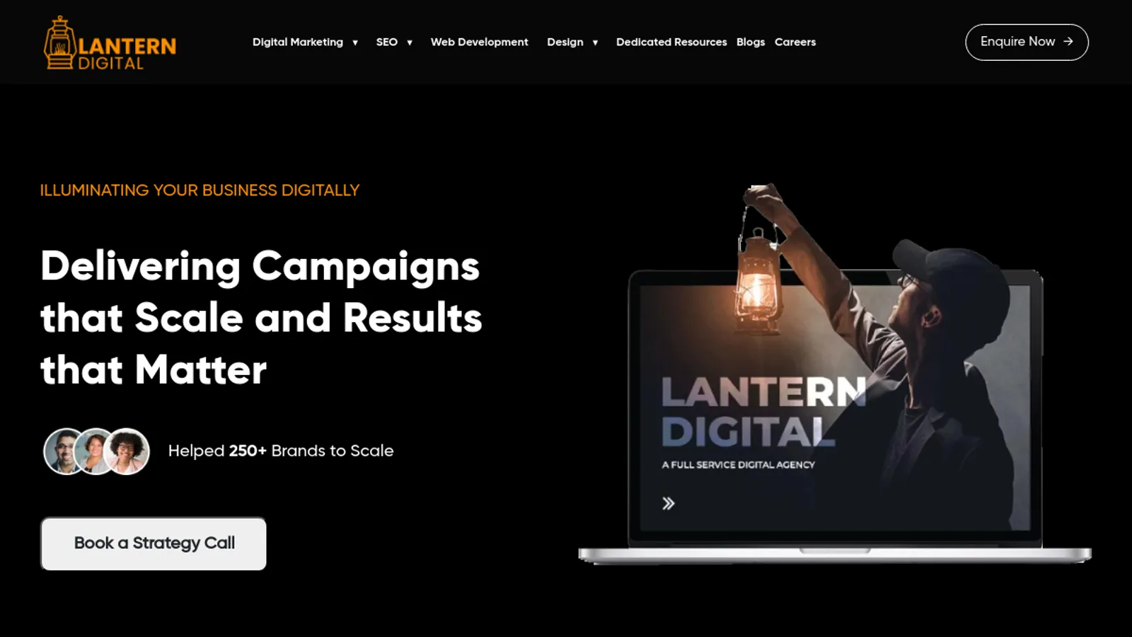 Screenshot of the Lantern Digital homepage