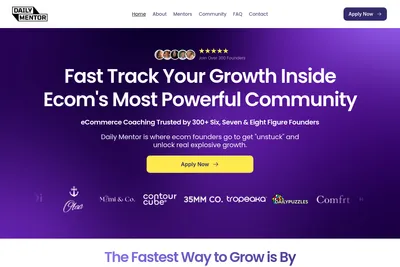 Screenshot of the Daily Mentor homepage