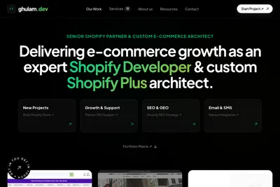 Screenshot of the Ghulam Mustafa homepage