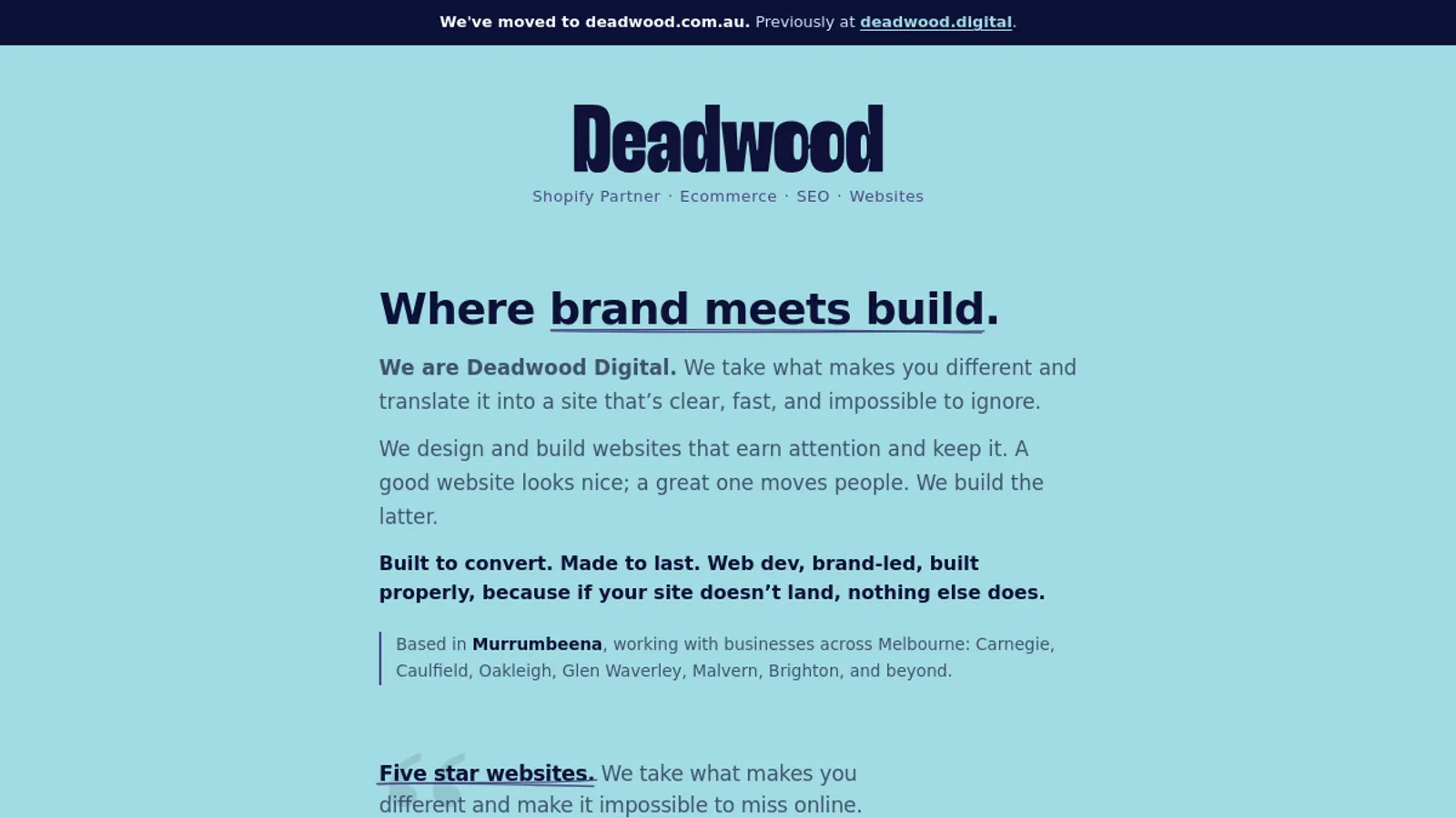 Screenshot of the Deadwood Digital homepage