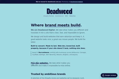 Screenshot of the Deadwood Digital homepage
