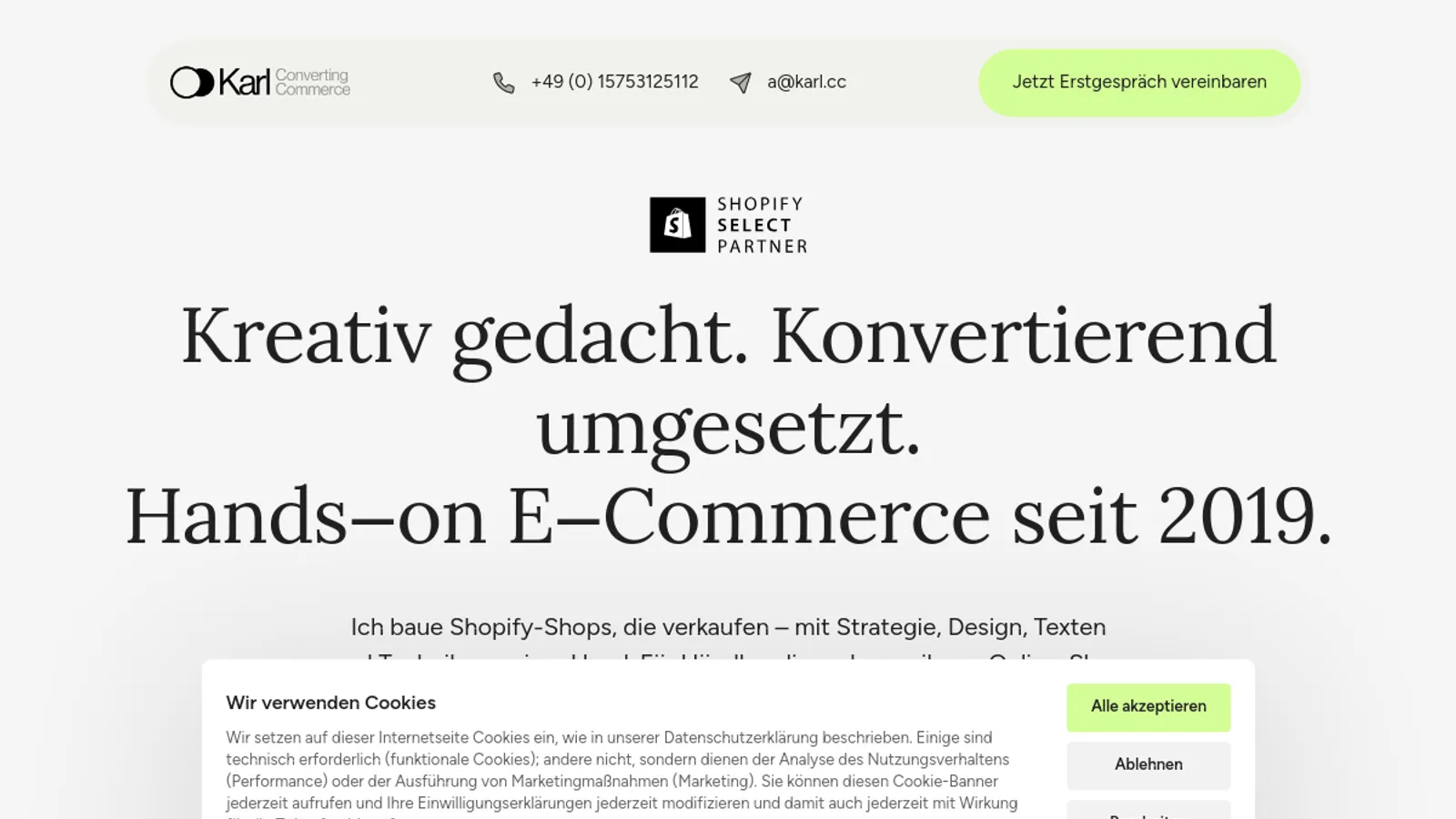 Screenshot of the Alexander Karl von karl.cc homepage