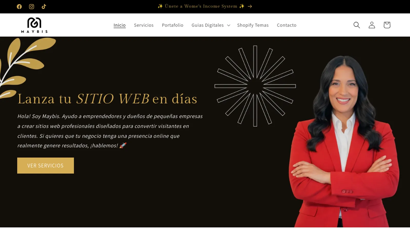 Screenshot of the Maybis Web Design homepage