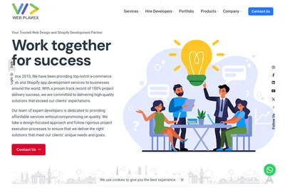 Screenshot of the WebPlanex homepage