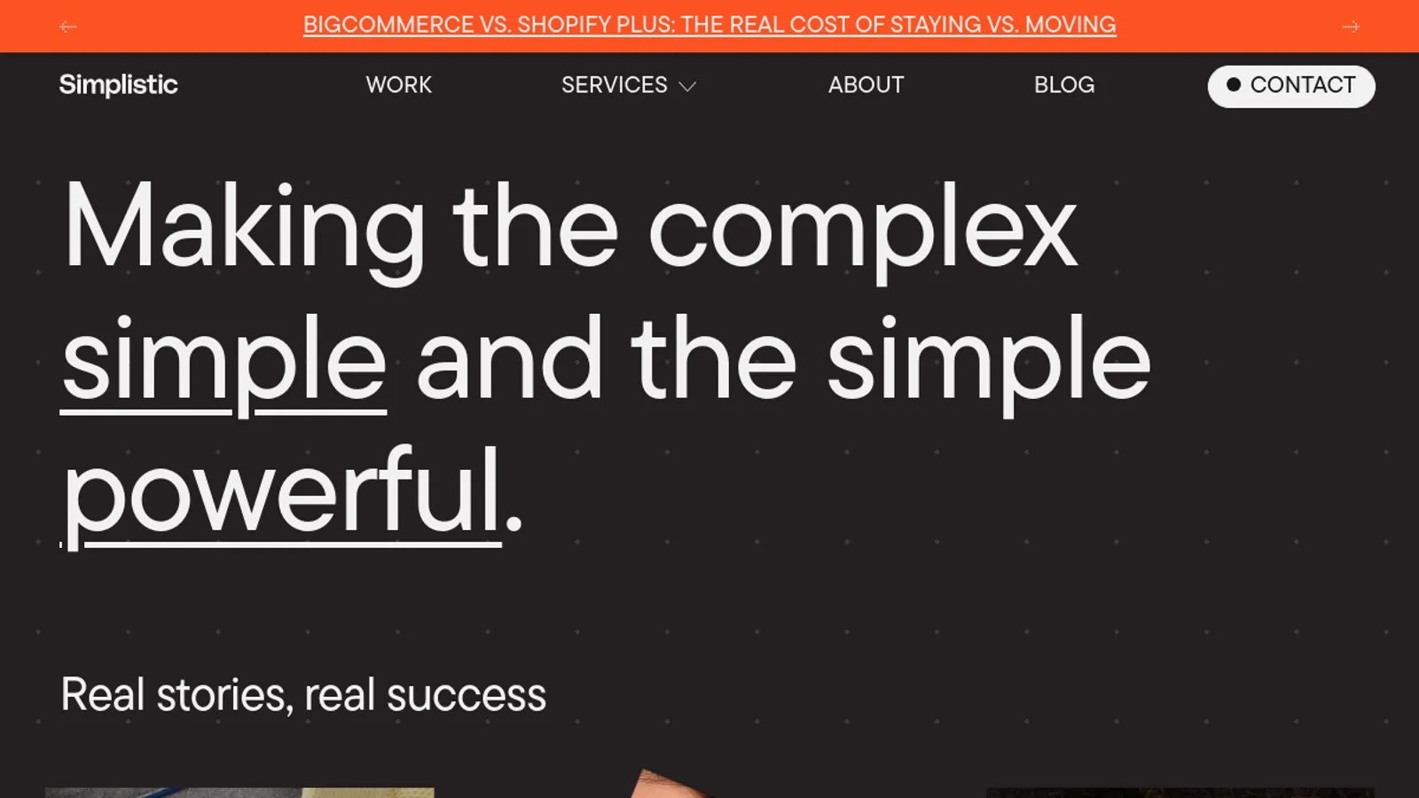 Screenshot of the simplistic homepage