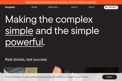 Screenshot of the simplistic homepage