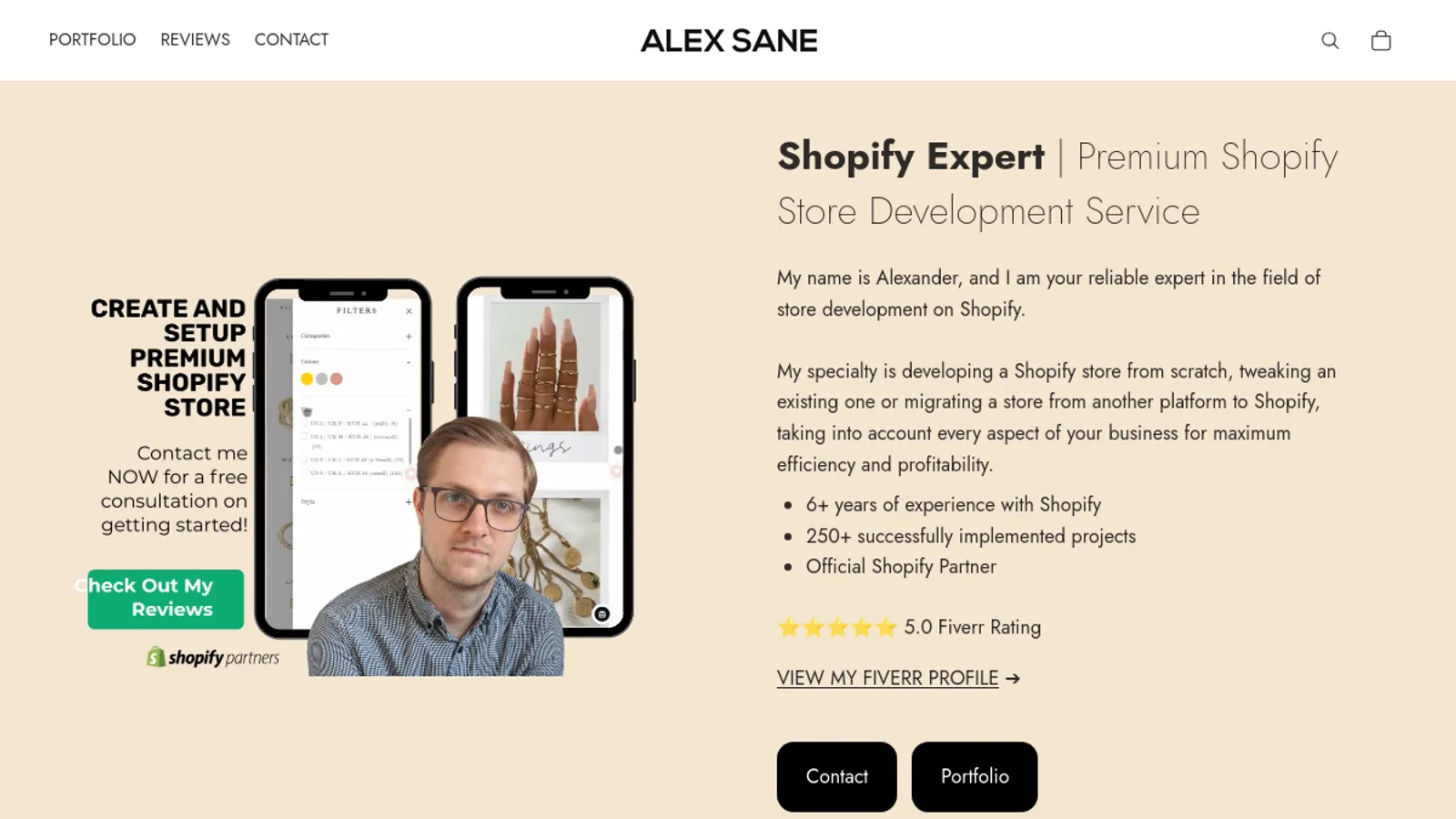 Screenshot of the Alex_sane homepage