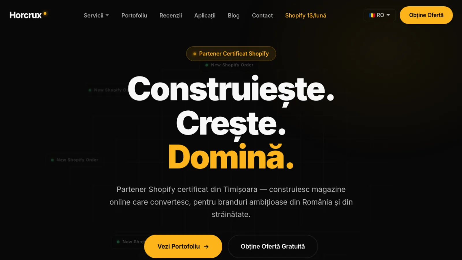 Screenshot of the Horcrux homepage