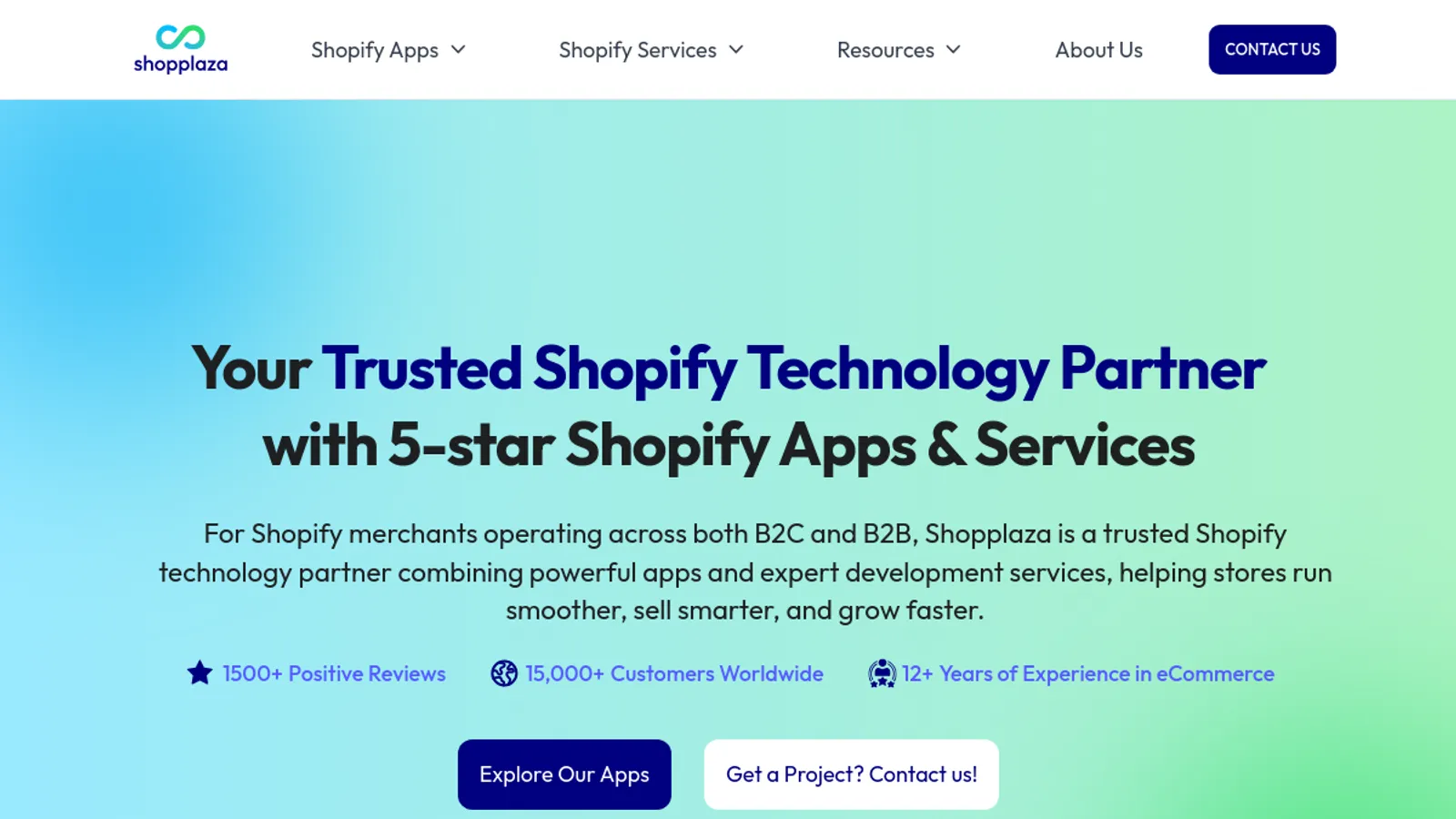 Screenshot of the Shopplaza homepage