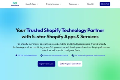 Screenshot of the Shopplaza homepage