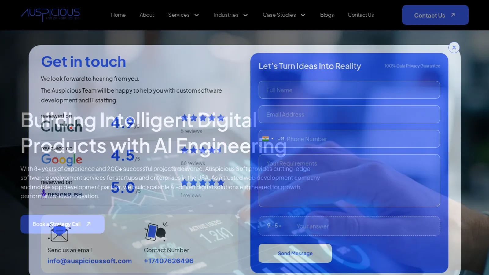 Screenshot of the Auspicious Soft Pvt. Ltd homepage
