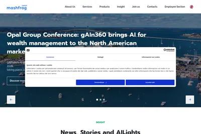 Screenshot of the Mashfrog Group homepage