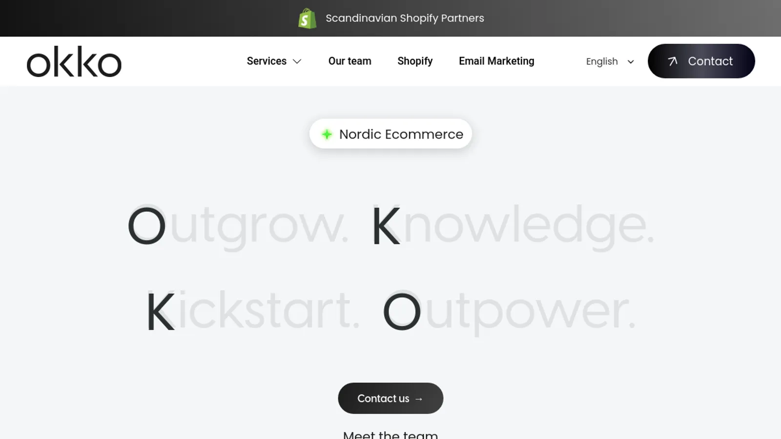 Screenshot of the OKKO Agency homepage
