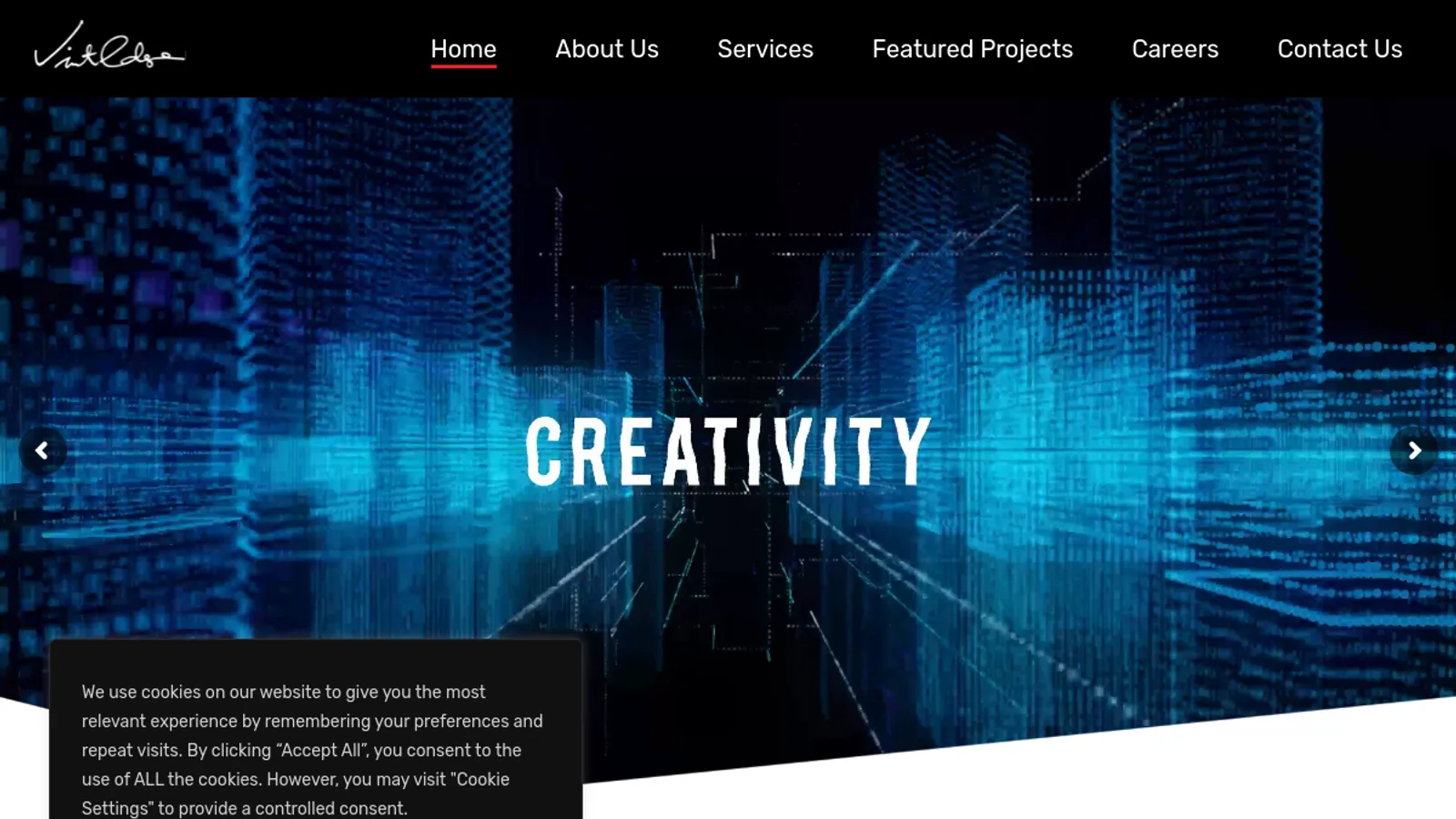 Screenshot of the Vintedge homepage