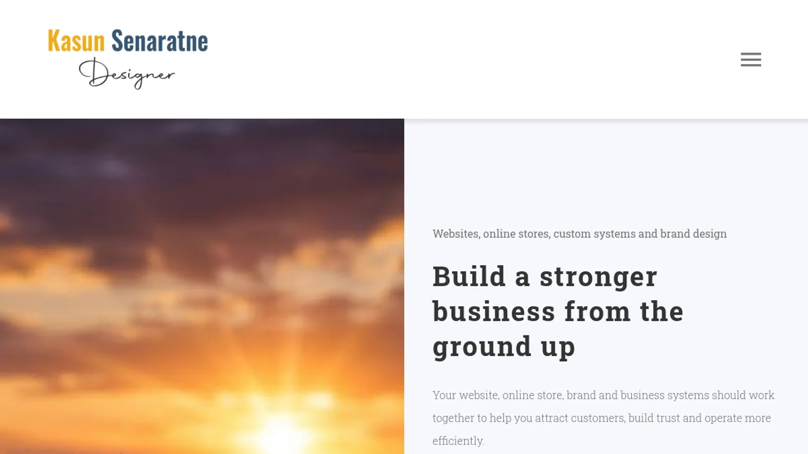 Screenshot of the Kasun Senaratne homepage