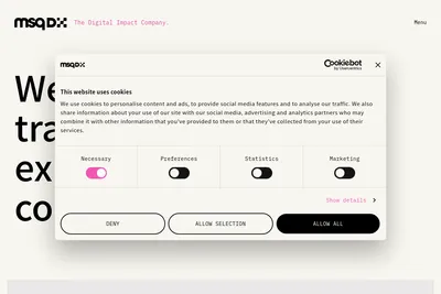 Screenshot of the MSQ DX homepage