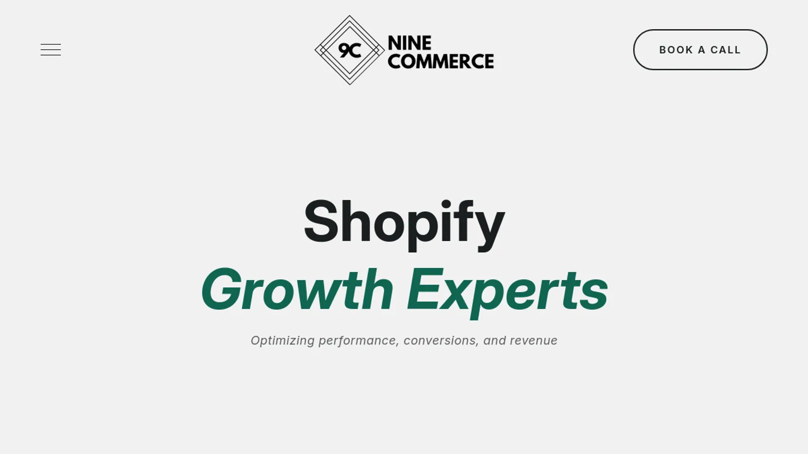 Screenshot of the Nine Commerce homepage