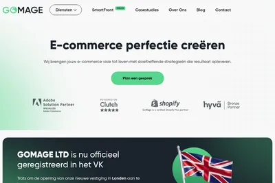 Screenshot of the GoMage BV homepage