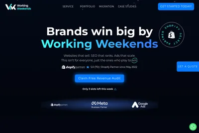 Screenshot of the Working Weekends homepage