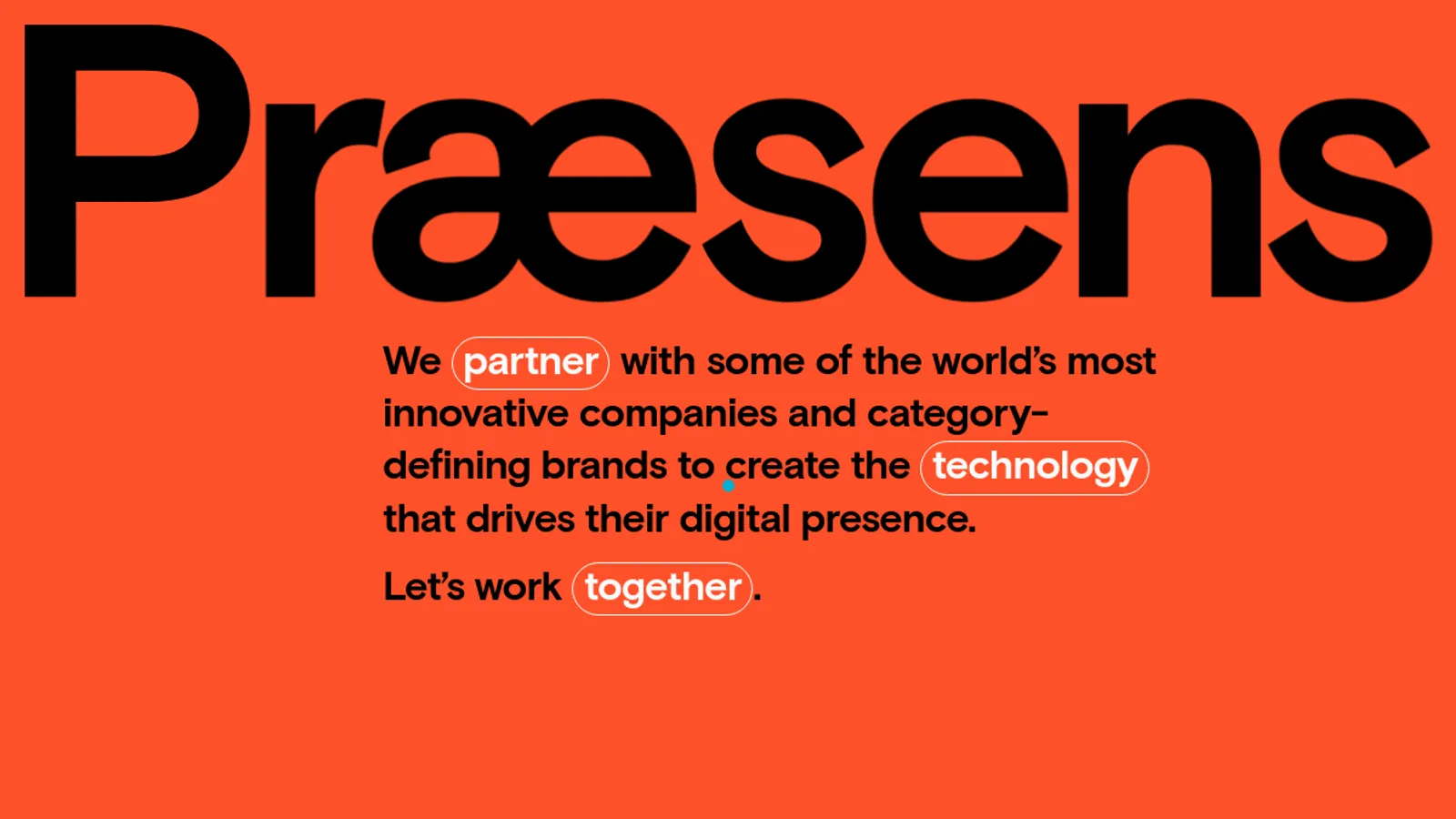 Screenshot of the PRAESENS homepage