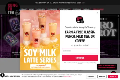 Kung Fu Tea website homepage