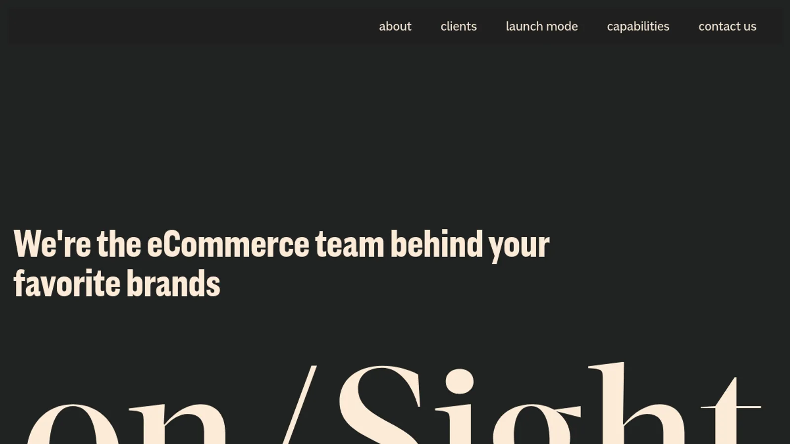 Screenshot of the on / Sight homepage