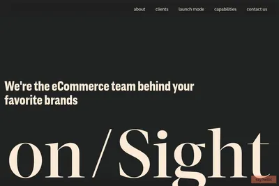 Screenshot of the on / Sight homepage