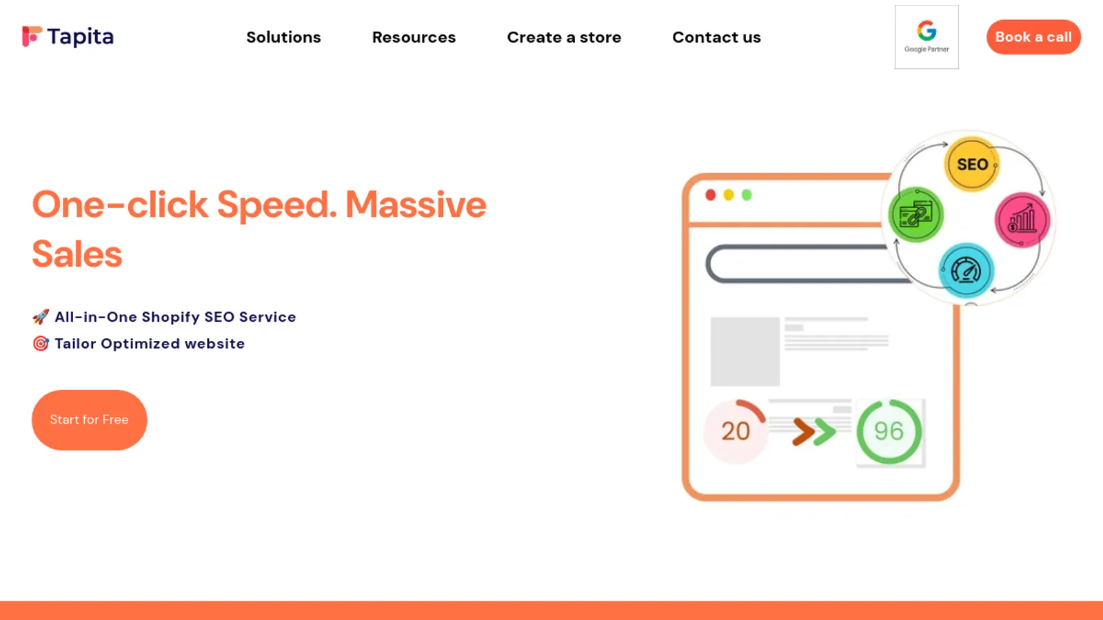 Screenshot of the Tapita homepage