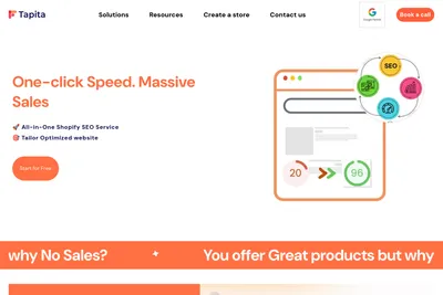 Screenshot of the Tapita homepage