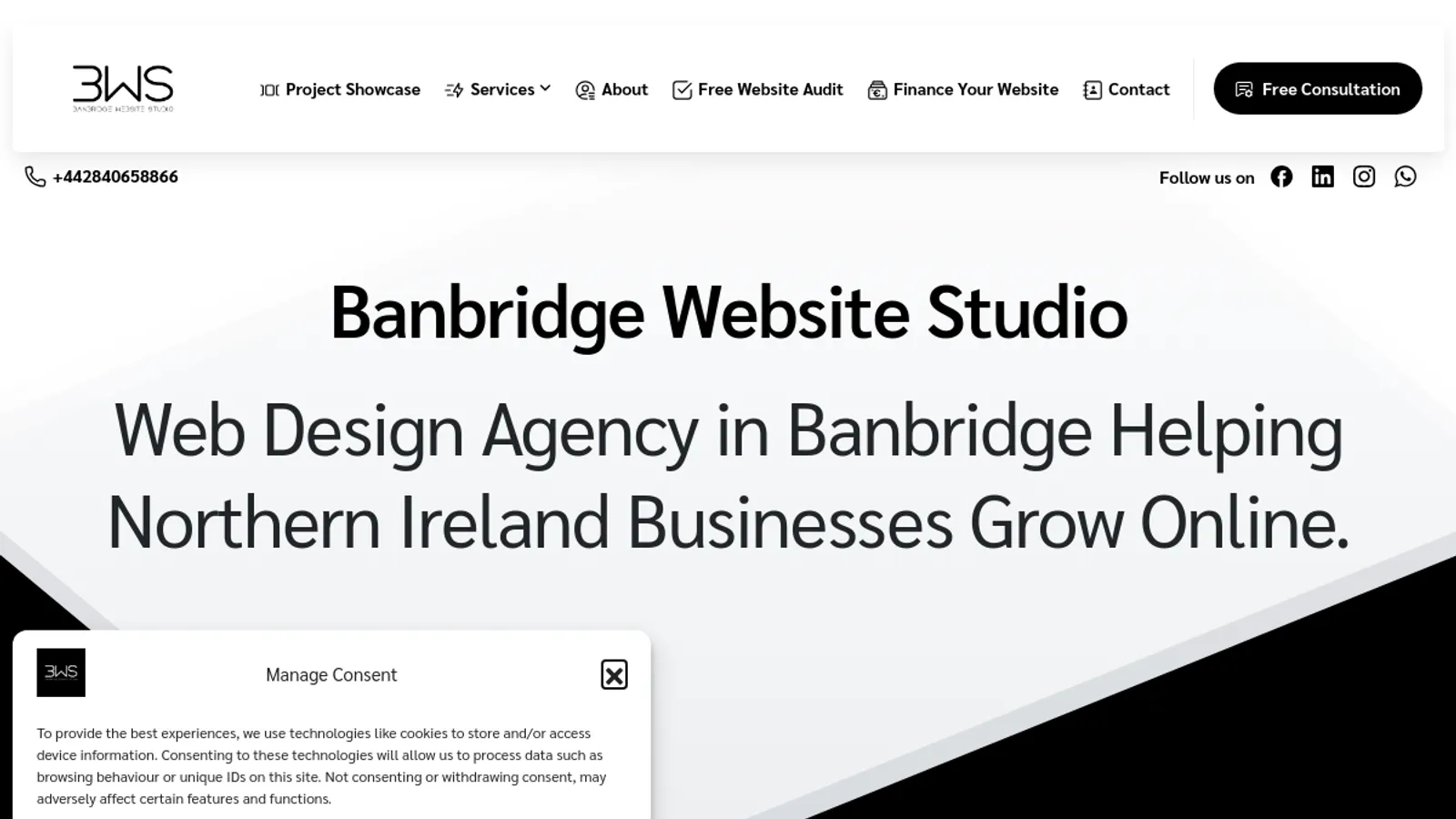 Screenshot of the Banbridge Website Studio Limited homepage