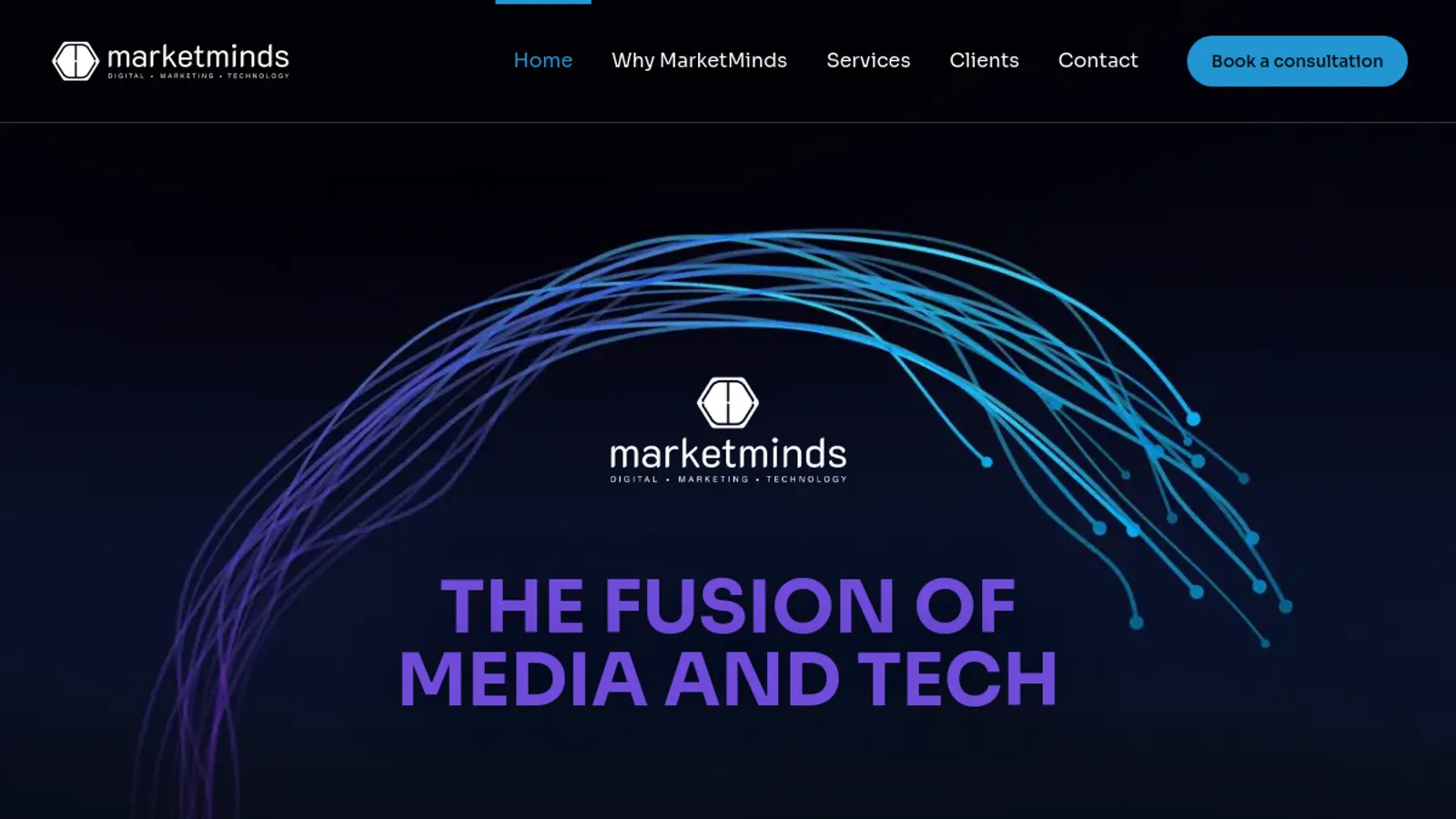 Screenshot of the Market Minds homepage