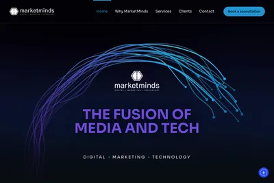Screenshot of the Market Minds homepage