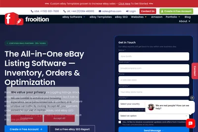 Screenshot of the Frooition homepage