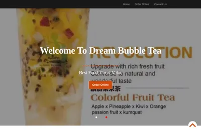 Dream Bubble Tea website homepage