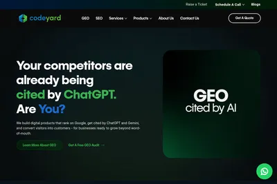 Screenshot of the Codeyard homepage