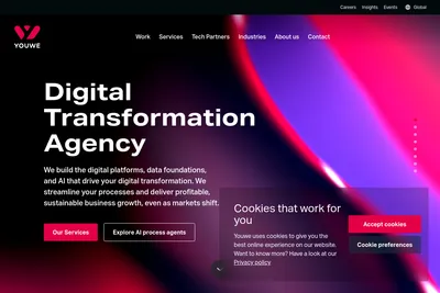 Screenshot of the Youwe homepage