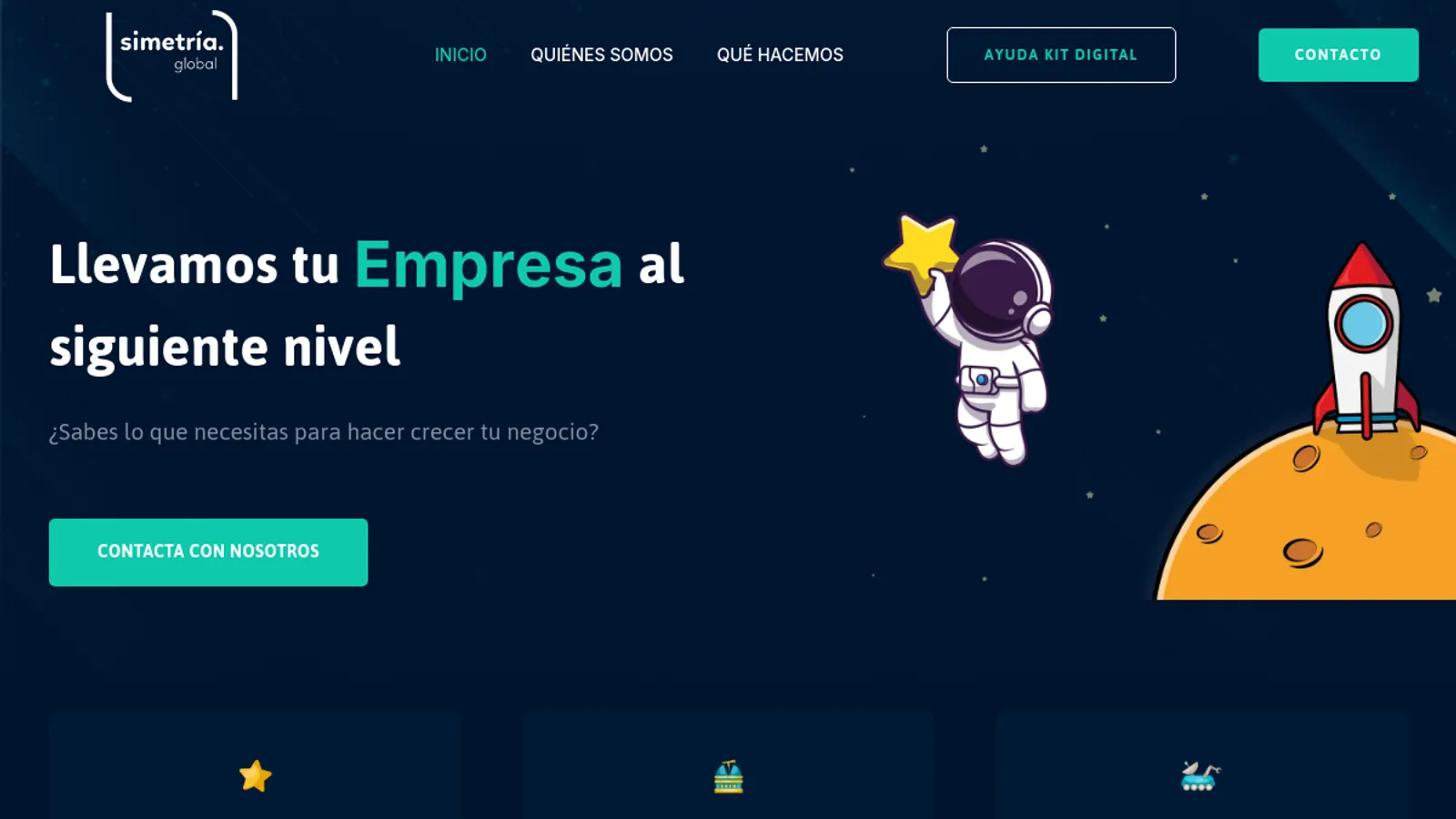 Screenshot of the Simetria Global homepage