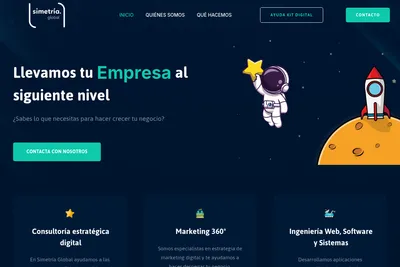 Screenshot of the Simetria Global homepage