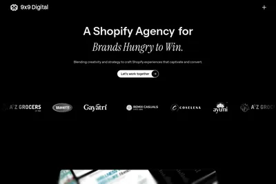 Screenshot of the 9X9 Digital homepage