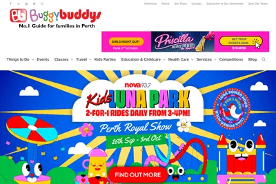Screenshot of the Buggybuddys homepage