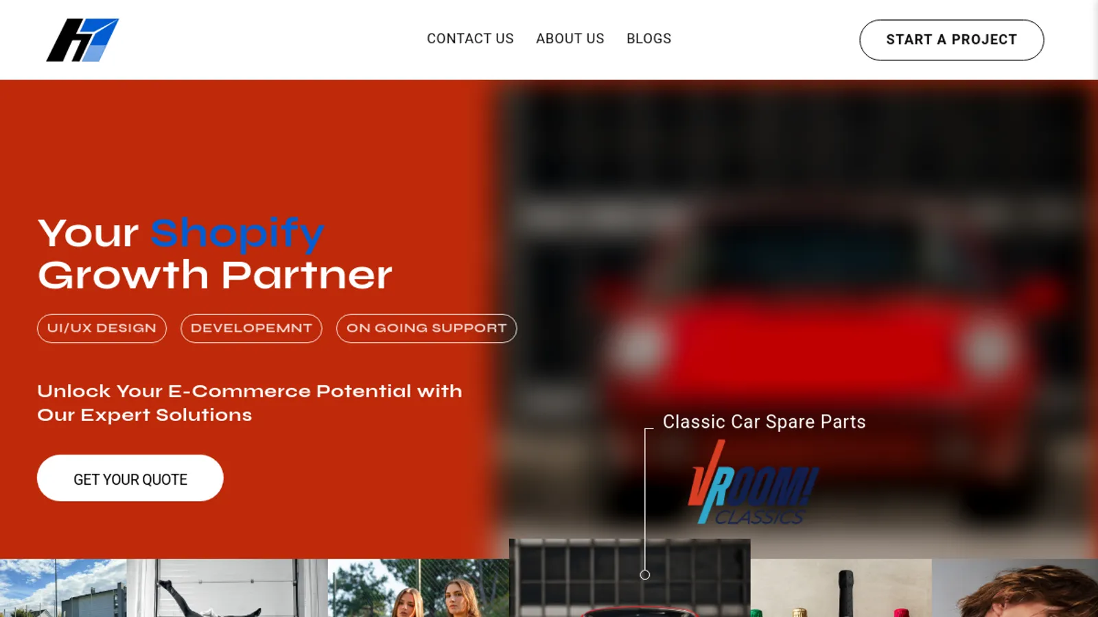 Screenshot of the heseven homepage
