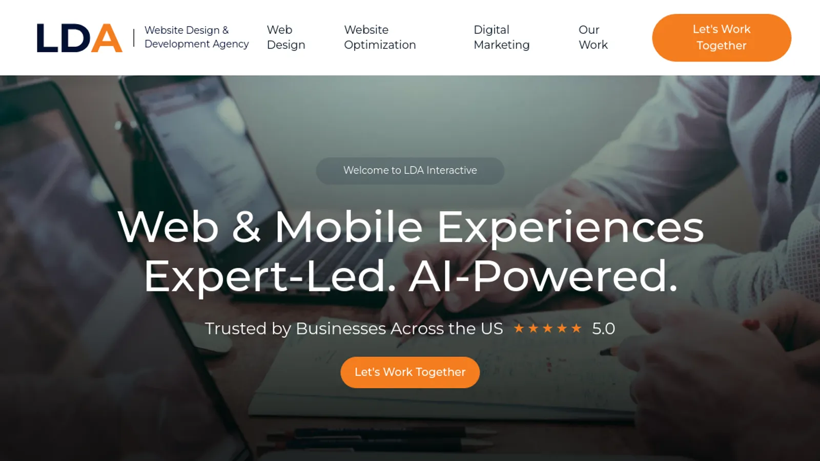 Screenshot of the LDA Interactive Design & Development homepage