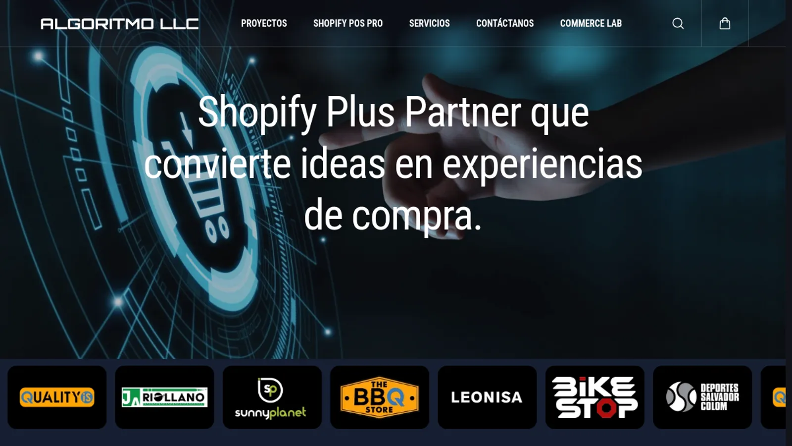 Screenshot of the ALGORITMO LLC homepage